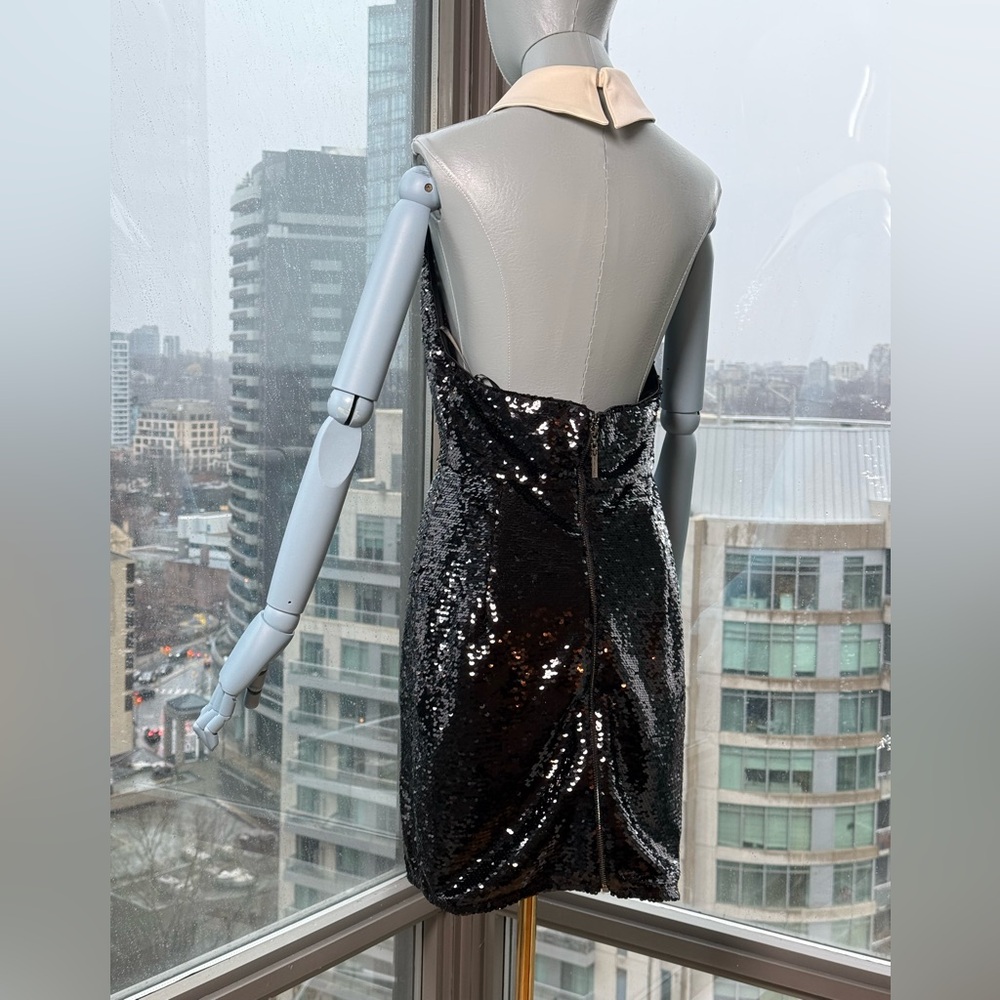 🆕 BRONX & BANCO 🧿 NWOT Wednesday Black Sequin Halterneck Mini Dress Sz M US 6 - Picture 12 of 16